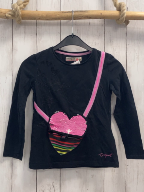 Desigual  Langarmshirt  Gr. 110  schwarz Pailettentasche 