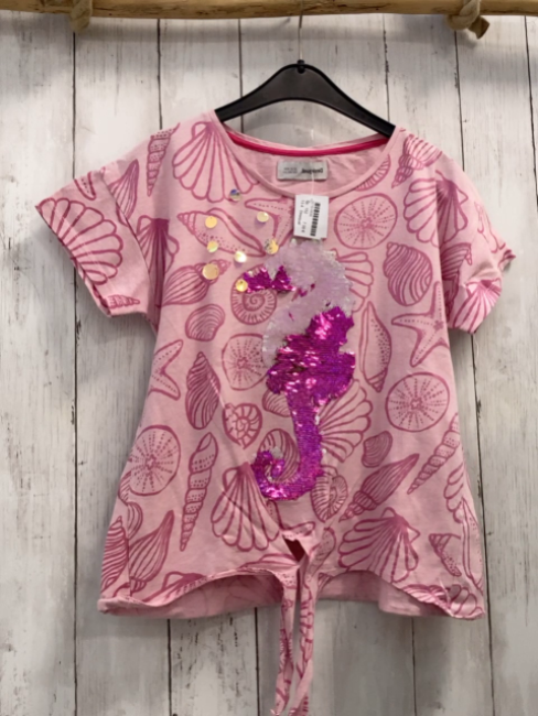 Desigual  T-Shirt  Gr. 152  rosa pink Muscheln + Pailettenseepferdchen 