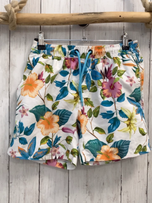 Vingino  Badeshorts  Gr. 152  weiß bunte Blumen hellblaue Kordel