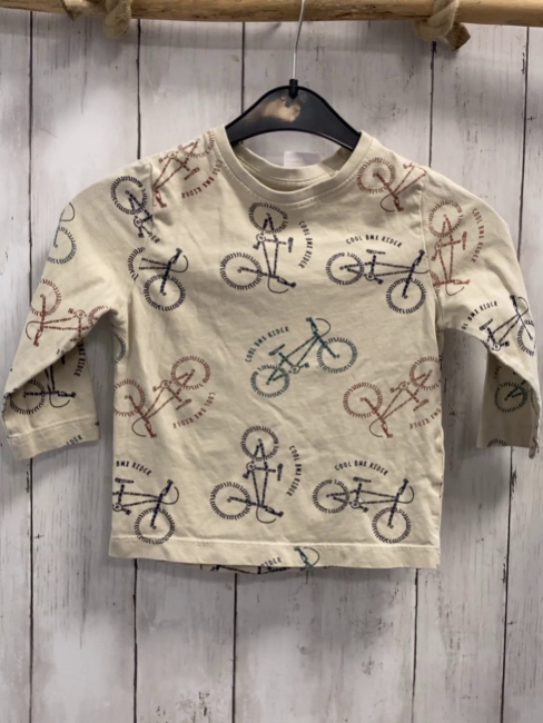  Langarmshirt Gr. 98  beige bunte Fahrräder