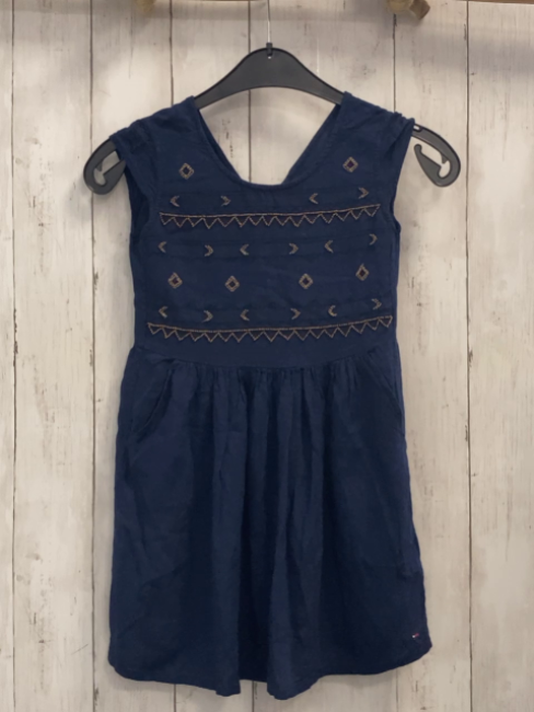 Tommy Hilfiger  Kleid  Gr. 128  blau bronze Perlen Rauten Dreiecke 