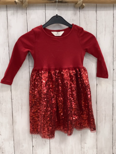H&M  Kleid  Gr. 98  rot Rippenoberteil Tüllrock 