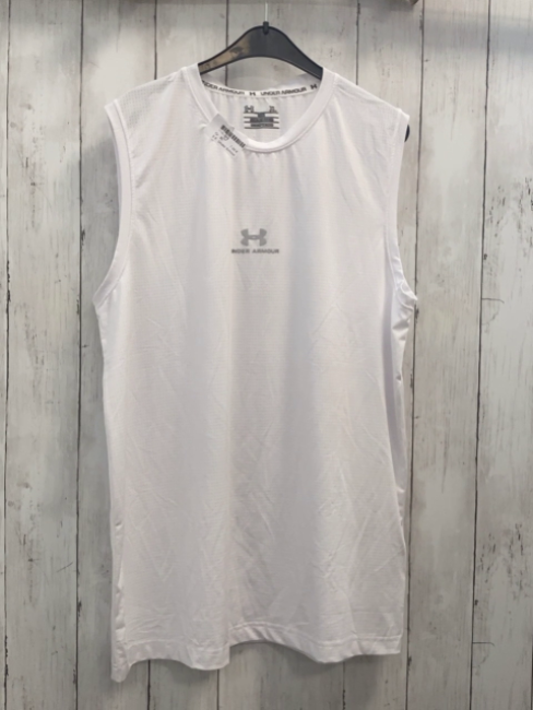 Under Armour  Sportshirt  Gr. XL weiß Lochmuster graue Schrift + Label 