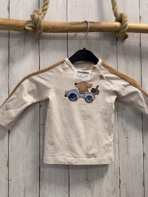 Name it Langarmshirt Gr. 68  beige brauner Streifen Hund
