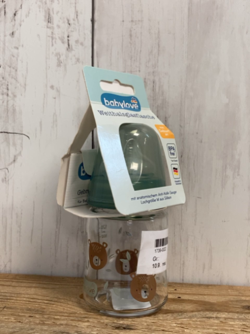 neu  Babyflasche  Glas Bärenköpfe 