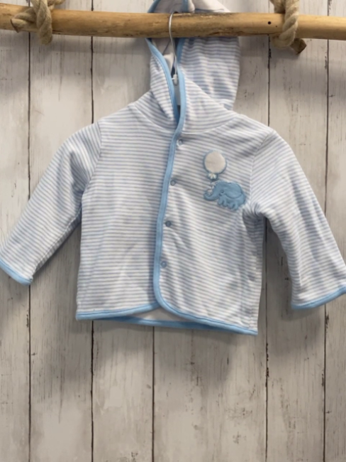 Schnitzler  Sweatjacke  Gr. 68  weiß hellblaue Streifen Kapuze 