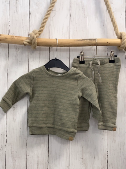 2tlg Name it  Pullover + Jogginghose  Gr. 62  beige petrol Streifen 