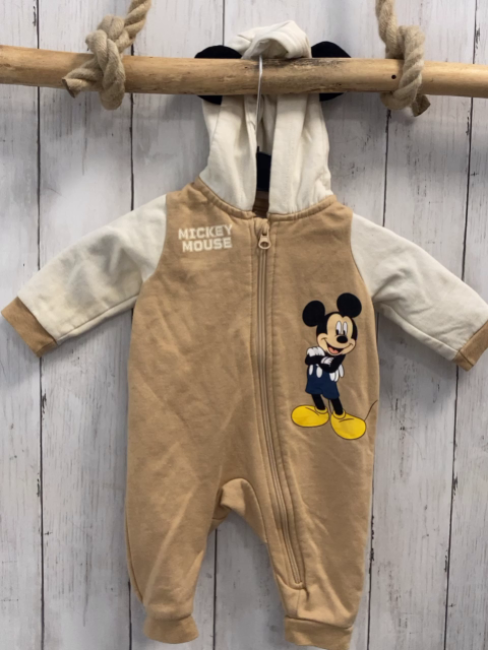Sinsay  Overall Gr. 62  ocker creme Ärmel + Kapuze Micky Mouse 