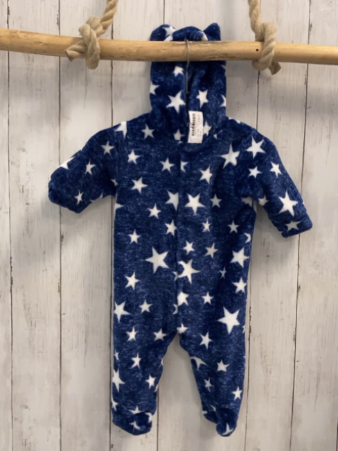   Overall Gr. 68  blau Plüsch weiße Sterne Kapuze 