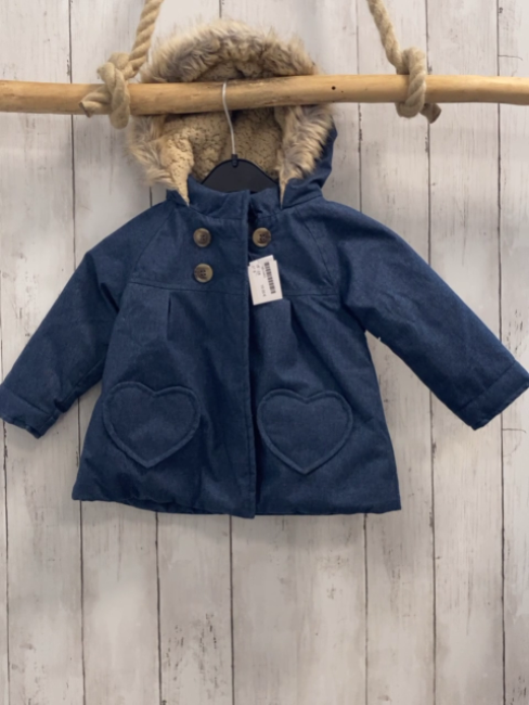   Jacke  Gr. 74  blau Kapuze mit Fellbund Teddyfutter 