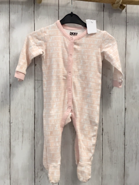   Schlafanzug  Gr. 68  weiß rosa Streifen mit Schrift 