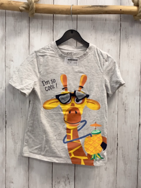   T-Shirt  Gr. 128  grau Giraffe 