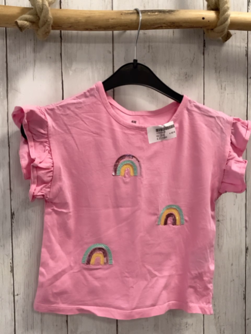 H&M  T-Shirt  Gr. 110  pink Rüschen Pailettenbögen 