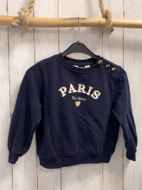 H&M  Pullover  Gr. 110  blau Schrift goldene Knöpfe 