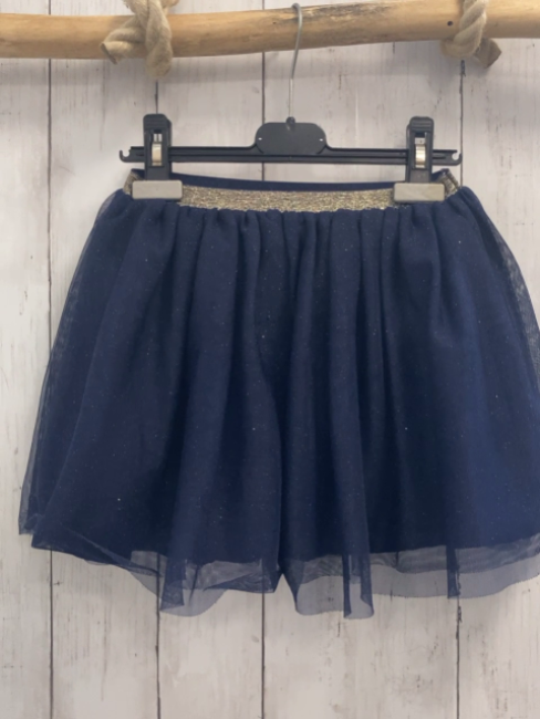 H&M Rock Gr. 110  blau Tüllüberrock goldene Glitzerpunkte + goldener Glitzerbund 