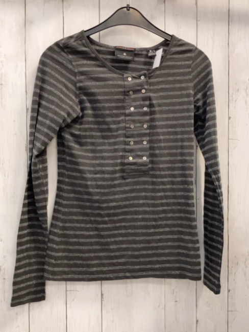 Maison Scotch  Langarmshirt  Gr. 164/170  grau silber Glitzerstreifen 