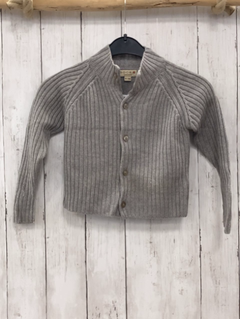 Bock Copenhagen  Strickjacke  Gr. 92  grau Rippen 100 % Merinowolle 