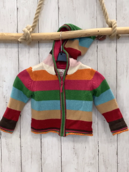 GAP  Strickjacke  Gr. 86  bunte Streifen Kapuze gefüttert 