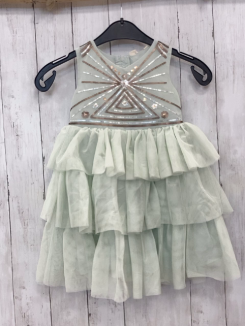 H&M  Kleid Gr. 104  mint Oberteil mit Pailetten Tüllrüschenrock 