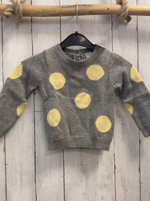Bock Copenhagen  Pullover  Gr. 80  grau gelbe  Punkte  Strick 70 % BW 30 & Wolle 