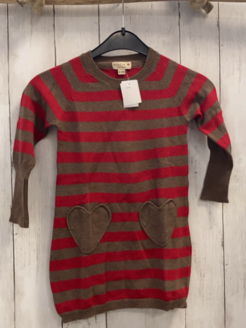 Bock Copenhagen  Kleid  Gr. 86  braun rote Streifen Strick 70 % BW 30 % Wolle 