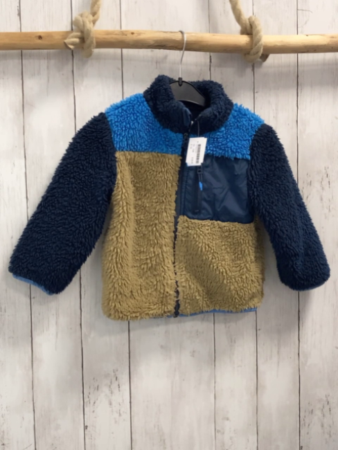   Teddyjacke Gr. 104  hellbraun blau hellblauer Bund 
