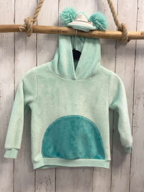 H&M Pullover Gr. 110  mint türkis Plüsch Kapuze