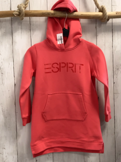 Esprit  Kleid  Gr. 116  hellrot Kapuze dunkelrot glänzende Schrift 