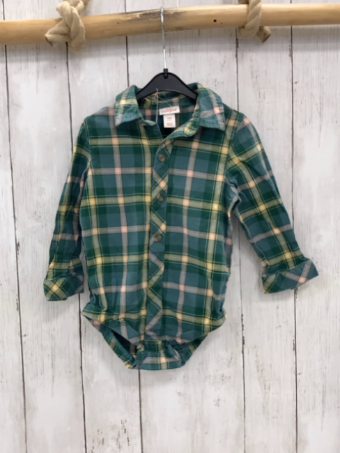 Cat & Jack  Hemd  Gr. 86  petrol gelb weiß kariert mit Bodyunterteil 