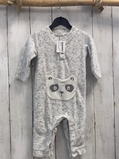 benetton Schlafanzug Gr. 62  grau meliert Panda