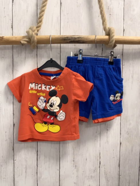 2tlg Disney  T-Shirt + Shorts  Gr. 62  hellrot blau Micky Mouse 