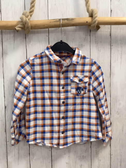 Sergent Major  Hemd  Gr. 104  weiß blau orange kariert 