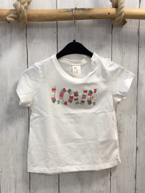 H&M  T-Shirt  Gr. 74  weiß Schrift mit golden Glitzer 