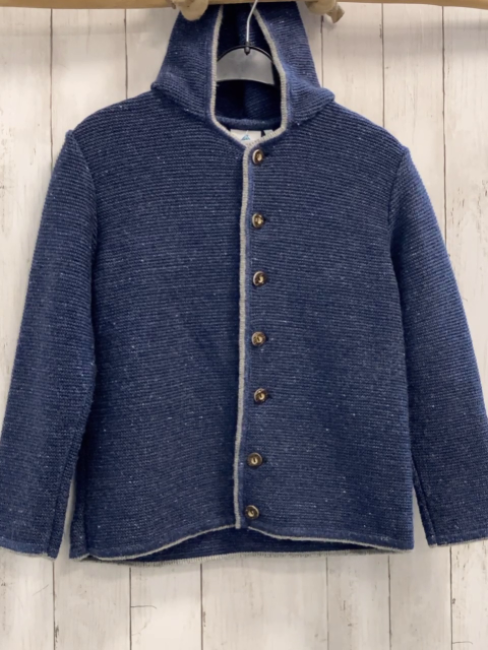 Isar Trachten  Strickjacke  Gr. 152  blau hellgrauer Bund Trachtenknöpfe 