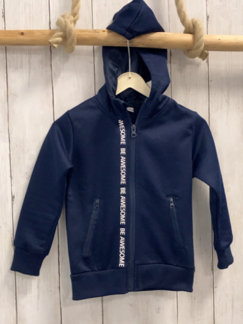   Joggingjacke Gr. 104  blau weiße Schrift 