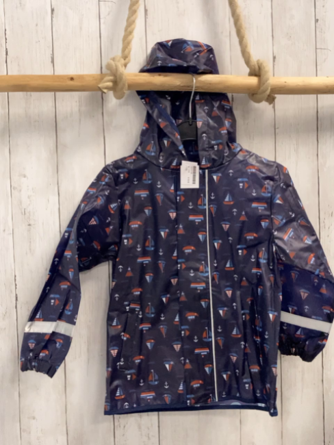   Regenjacke  Gr. 116  blau Segelboote 