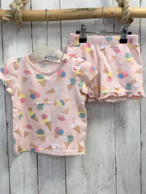 2tlg H&M  T-Shirt + Shorts  Gr. 74  rosa Eis 