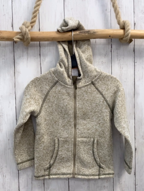   Strickjacke  Gr. 92  weiß sand meliert Kapuze Reißverschluss 