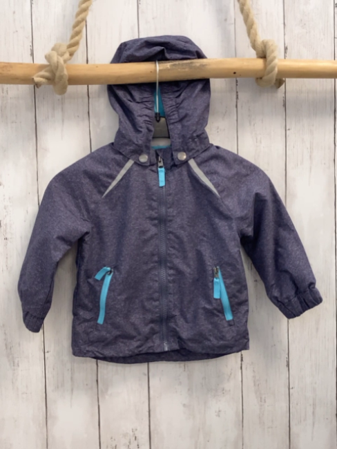   Regenjacke  Gr. 86  blau grau meliert Kapuze 