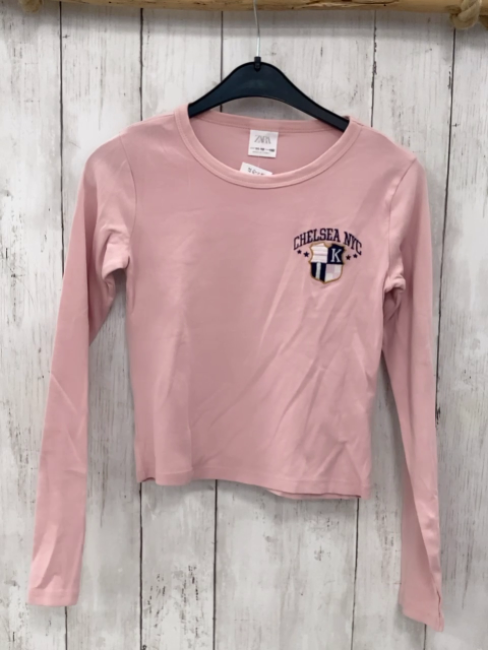 Zara  Langarmshirt Gr. 146  rosa Wappen Schrift 