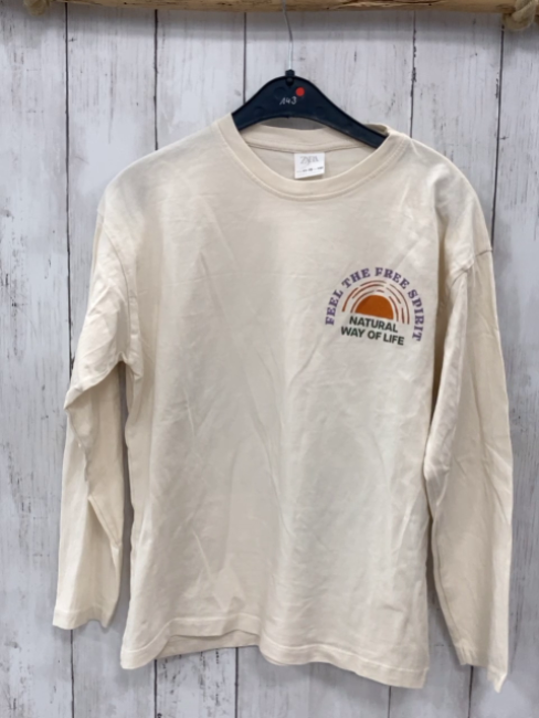 Zara  Langarmshirt Gr. 152  creme Sonne Schrift 