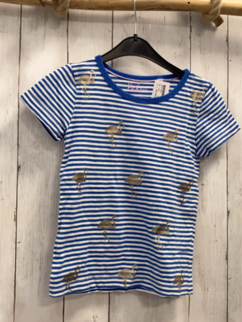 Mini Boden  T-Shirt  Gr. 122  blau weiße Streifen goldene Flamingos 