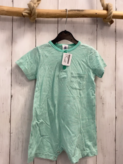 Petit Bateau  Playsuit Gr. 86  grün weiße Streifen 