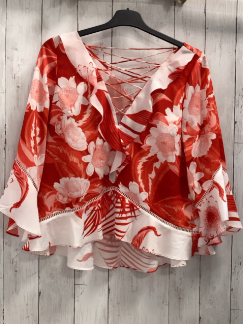 Marciano  Sommerbluse Gr. M  weiß rote Blumen 