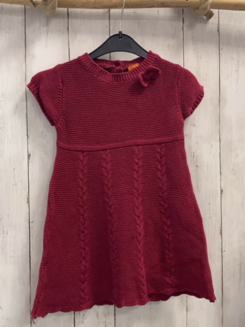   Kleid  Gr. 92  weinrot Strick Zöpfe Schleife 