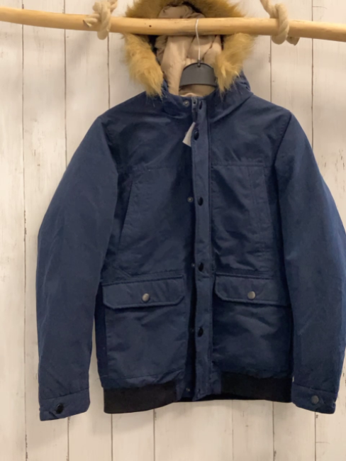 Jack&Jones  Winterjacke  Gr. 164  blau Kapuze mit abtrennbarem Fellbund 