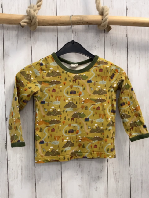 Alana Langarmshirt Gr. 92  senf Landschaft oliv Bund