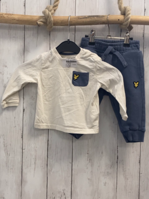 2tlg  Langarmshirt + Jogginghose  Gr. 74  weiß blau gelbes Wappentier 