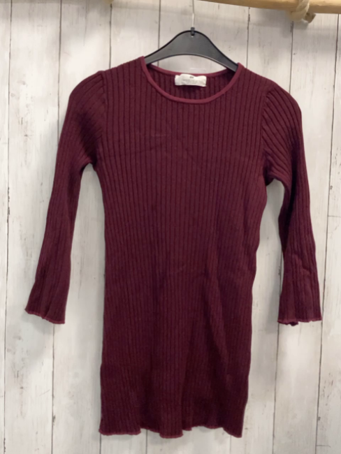 H&M  Kleid  Gr. 122/128  weinrot Rippen Strick 