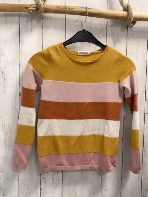 H&M  Pullover  Gr. 122/128  ocker rosa rost creme Streifen Strick 